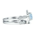 thumbnail image 5 of Two Piece Round Halo Floral Ring Aquamarine Cubic Zirconia 925 White ToneSterling Silver, Size 6, 5 of 7