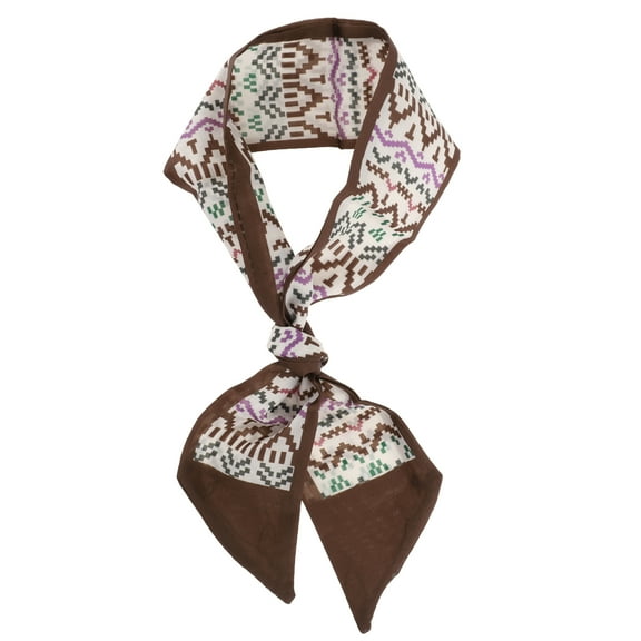 Unique Bargains 1 Pc Scarf Headband Stylish Neck Scarf for Women Reddish Brown White