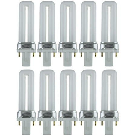 Pack of 10 Sunlite 5W PL 2Pin Single UShaped Twin Tube G23 Plugin 2700K Warm White (Best 5w Tube Amp)