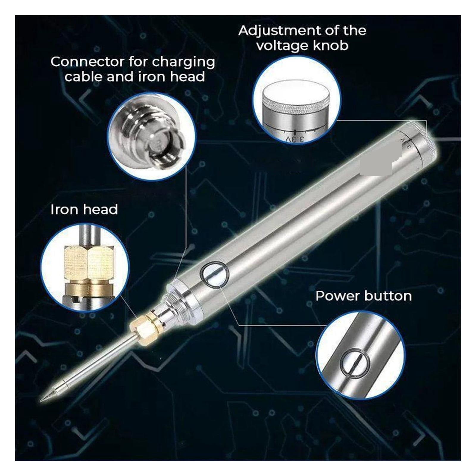 Soldering Iron Kit,Wireless Charging Soldering Iron Tins Solder Wire,8W Adjustable Soldering Welding Tools Equipment ,Portable
