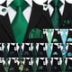 thumbnail image 1 of Green Silk Mens Tie Hanky Cufflinks Set Mint Grass Teal Bottle Sage Pea Green Necktie For Male Wedding Business Party, 1 of 5