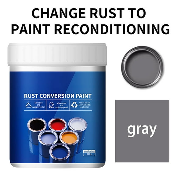 Rust Converter for Metal, Water-Based Metallic Paint Rust Remover with Brush, Anti-Rust Protection Car Coating Primers for Stopping and Preventing from Spreading Rust(Gray, 500g)