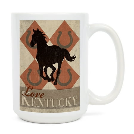 

15 fl oz Ceramic Mug Love Kentucky Argyle with Horse Dishwasher & Microwave Safe