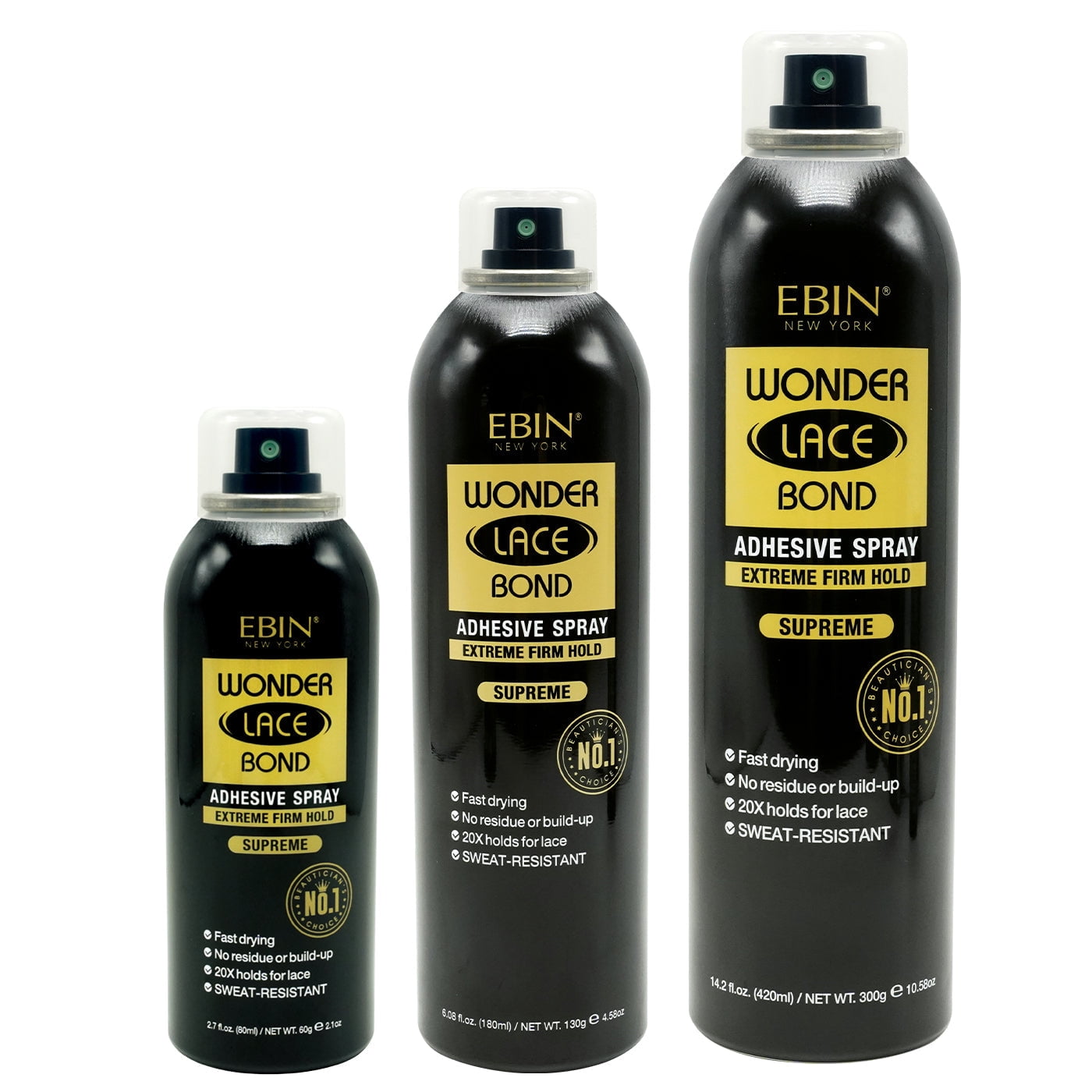 EBIN New York Wonder Lace Bond Adhesive Spray, Extreme Firm Hold, Supreme, 6.08 Fl OZ