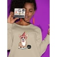thumbnail image 2 of Welsh Corgi Puppy Let's Party Sweatshirt Women -Image by Shutterstock, Female Medium, 2 of 4
