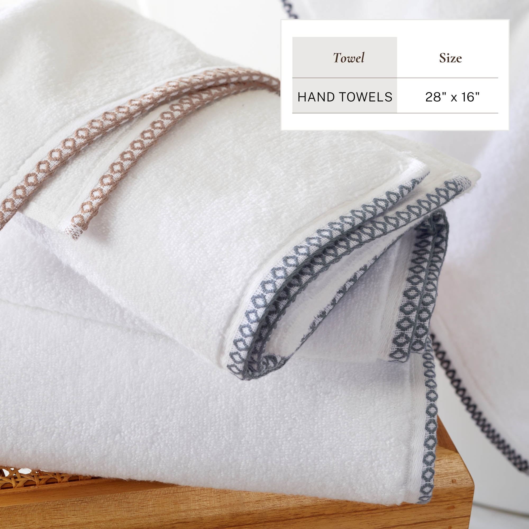Boho-Inspired Border Quick-Dry Cotton 6 Pack Hand Towel Set