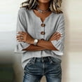thumbnail image 6 of Ashirexll Womens Casual Tops Fashion Summer 3/4 Sleeve V-Neck Blouse Top Casual Blouses for Everyday Wear, 6 of 7