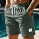thumbnail image 2 of Pantalones cortos de playa con cintura elástica para hombre - Cordón ligero - Poliéster, corte holgado, tallas M-XXXL, 2 of 7