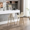 thumbnail image 6 of 2 Bar Stools, 26 Inch, Cream Velvet Fabric Counter Stool With Golden Leg And Footrest, Of Inch &, 6 of 7