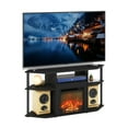 thumbnail image 5 of Furinno Jensen Open Storage Corner Fireplace TV Entertainment Center with Plastic Poles for TV up to 55 Inch, Americano/Black, 5 of 6
