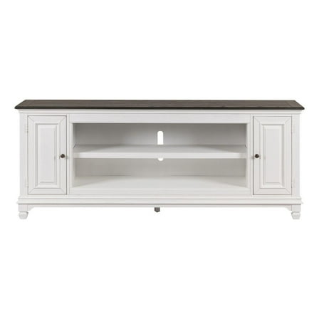 Liberty Furniture Allyson Park 80 Inch TV Console  - Wirebrushed White with Charcoal Tops