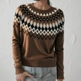 thumbnail image 2 of zaveiop Womens Pullover Vintage Sweaters Fall Winter Casual Loose Long Sleeve Knitted Sweaters Tops (Z-Coffee, M), 2 of 4