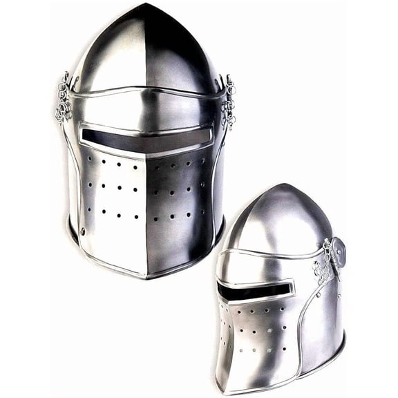 Thor Instruments Medieval Renaissance Barbute Helmet Armor, with Detachable Visor, 18 Gauge, Functional, Rustic Vintage