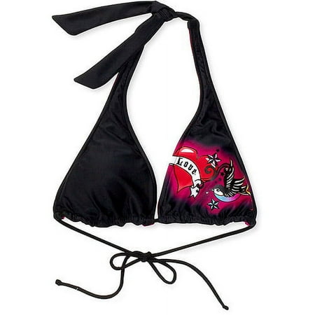 Op - Juniors Reversible Rhinestone Tattoo Bikini Top