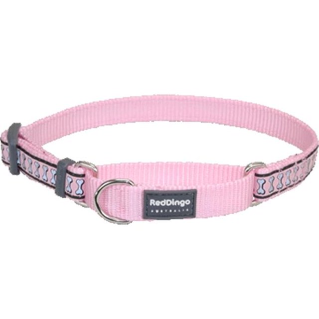 Red Dingo MC-RB-PK-LG Martingale Dog Collar Reflective Pink, Large