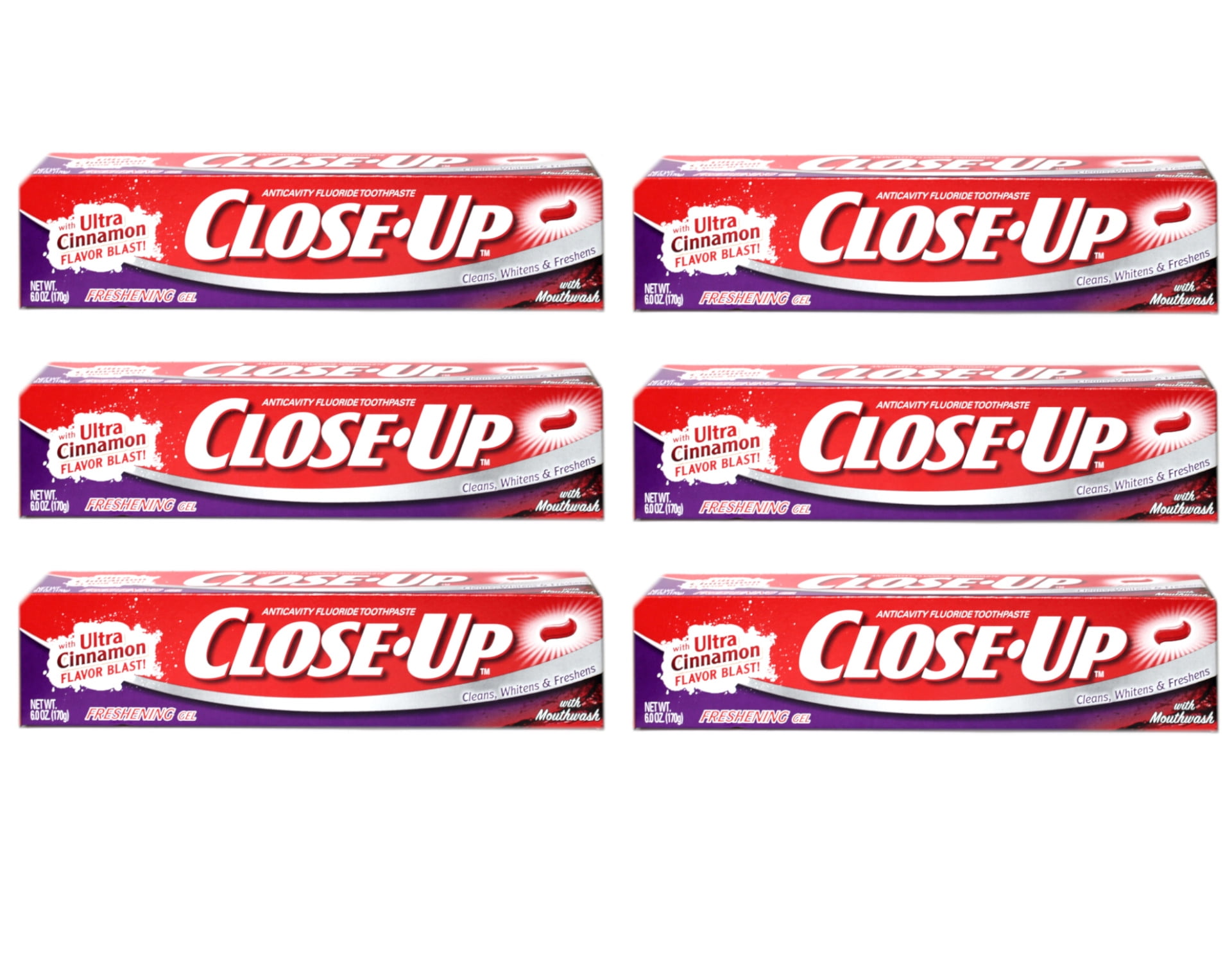 6 Pack - Close-Up Toothpaste Gel Freshening Red 6 oz Each