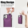 thumbnail image 2 of Allytechgroup iPhone 15 Wallet Case, RFID Blocking Zipper Pocket Ring Holder Kickstand Bumper Shockproof Portable Durable Phone Case for Apple iPhone 15, Darkpurple, 2 of 8