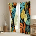 thumbnail image 3 of Manfei Tropical Plant Leaves Blackout Curtains Set of 2 (52x84 Each),Natural Botanical Window Curtains,Blue Orange Black Curtains and Drapes For Adults,Microfiber Bedroom Decor, 3 of 6