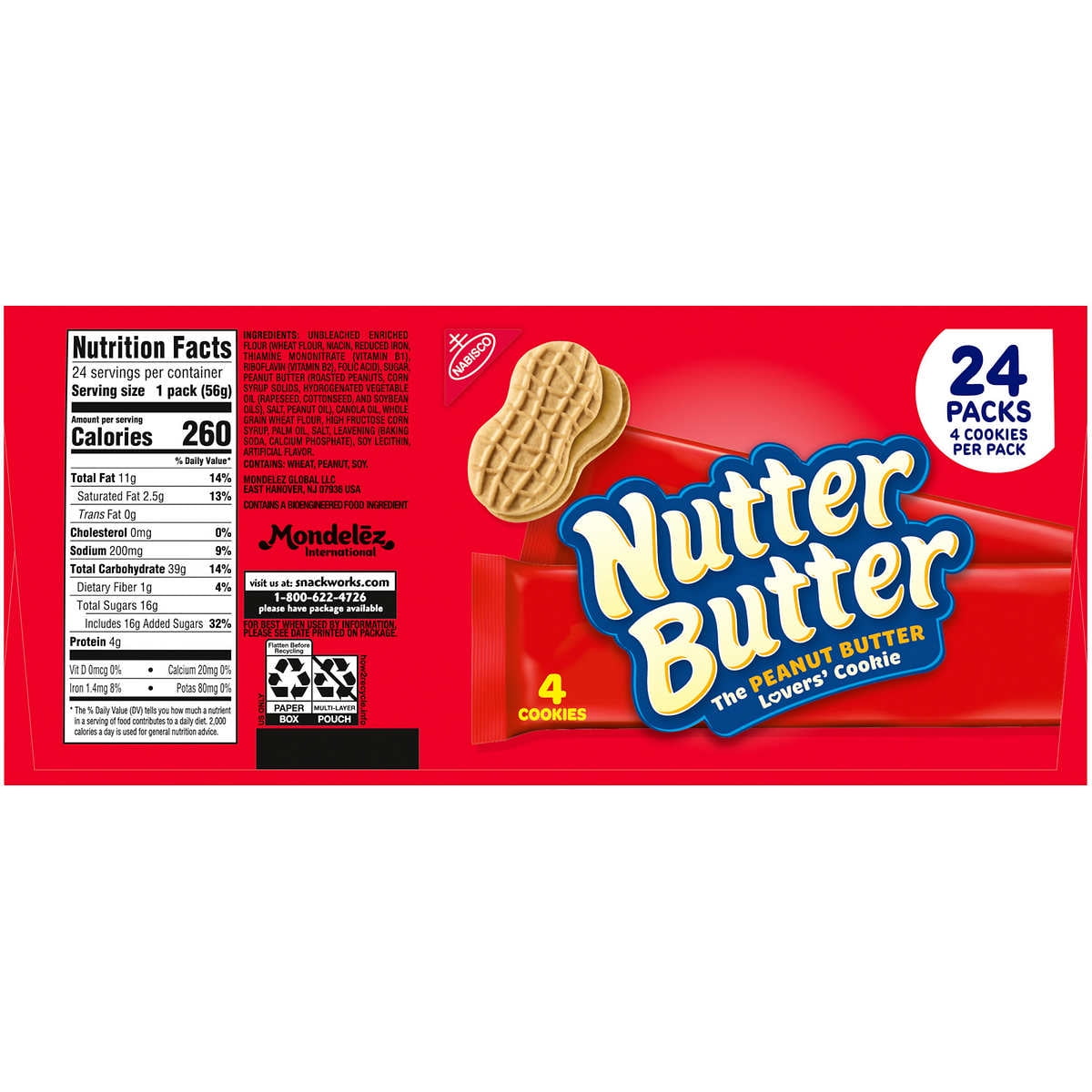 2 Pack | Nutter Butter Sandwich Cookies, 1.9 oz, 24 Count