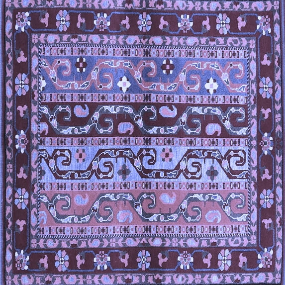 Ahgly Company Indoor Square Abstract Blue Contemporary Area Rugs, 6' Square