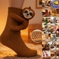thumbnail image 5 of 3D Animal Hugging Crew Socks, Knit Warm Non-Slip Floor Socks with Plush Doll Decor for Women Men, 10.63 Inch (1 Pair), 5 of 5