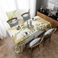 thumbnail image 4 of Brown Green Leaves Rectangle Tablecloth, Summer Botanical Farmhouse Watercolor Leaf Waterproof & StainResistant Tablecloth, Washable Oil-proof Table Cover for Dining/Party/Wedding/Buffet 52x70 In, 4 of 9