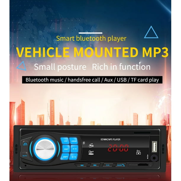 Camecho 1DIN In-Dash Radios de Voiture Stéréo Télécommande Numérique  Bluetooth Audio Musique Stéréo 12V Autoradio Lecteur Mp3 USB/SD/AUX-IN 