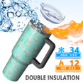 thumbnail image 5 of 40oz Pioneer Flower Floral Print Pattern Insulated Tumbler with Handle, BPA-Free Leak Proof Lid and Straws, Double Wall Vacuum, Hot 12h/Cold 34h, 5 of 6