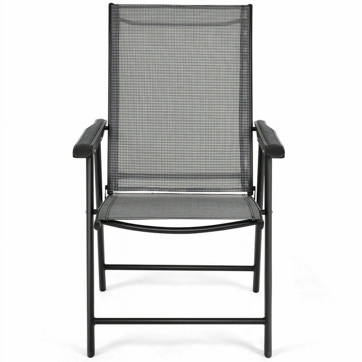 GVN Set of 2 Outdoor Patio Folding Chairs-Gray, Outdoor Furniture Chairs for Backyard, Porch, Garden, Poolside