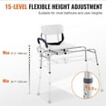 thumbnail image 6 of Sliding Tub Transfer Bench Shower Chair - Cut-Out Seat, Adjustable Height, Reversible Backrest - for Seniors & Disabled, 6 of 11