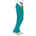 thumbnail image 3 of Med Couture Women's Yoga Pull-On Pant with 7 Pockets Ultra-Soft Rib-Knit Waistband and 2-Way Stretch Technology Plus Size - MC7739, 3XL, Teal, 3 of 5