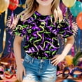 thumbnail image 2 of Ulitacool Boys T Shirt Trend Mardi Gras Short Sleeve Tops Graphic Print Tee Crew Neck Blouse Summer Clothing 10-11 Years Multicolour, 2 of 4