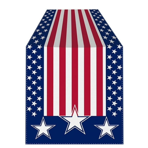 OutmaxHome Independence Day Table Runner America Patriotic Memorial Day 4th of July Tablecloth, Independence Day Holiday Kitchen Dining Table Decor for Home Party Decoration 13 x 72 Inch
