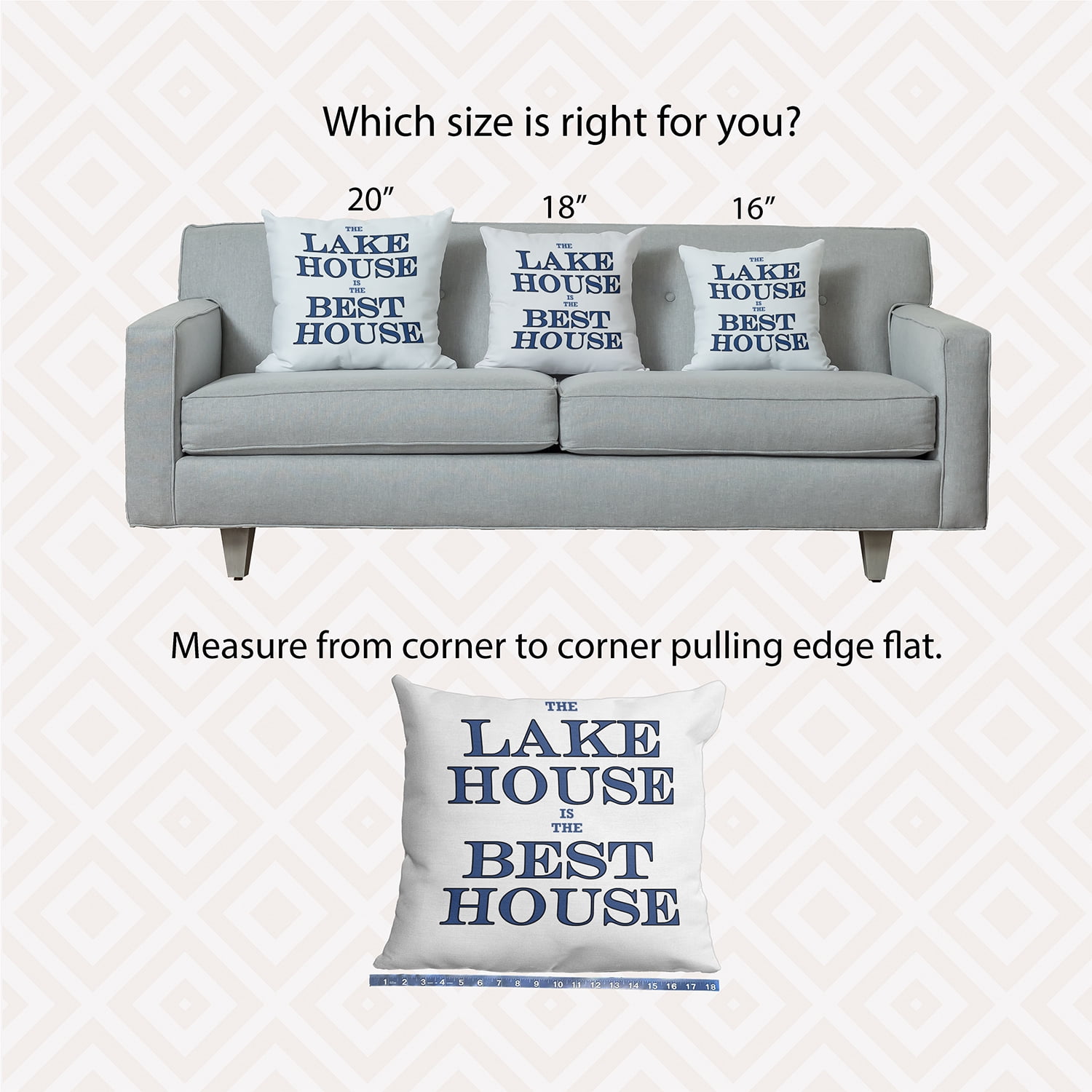 16" x 16" Simply Daisy Lake House Best House Indoor/Outdoor Pillow, Nautical Navy Qty 1