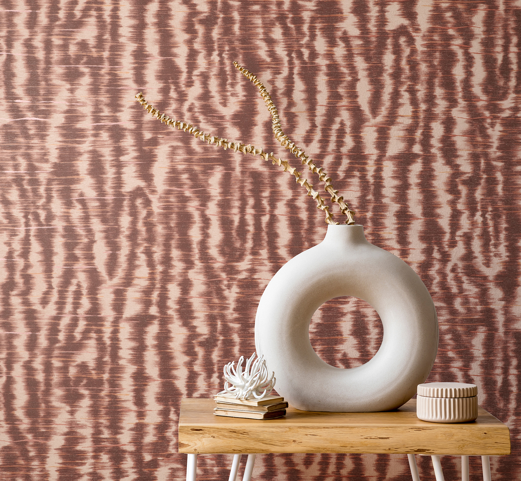 Fine Decor Hartmann Burgundy Stripe Texture Wallpaper