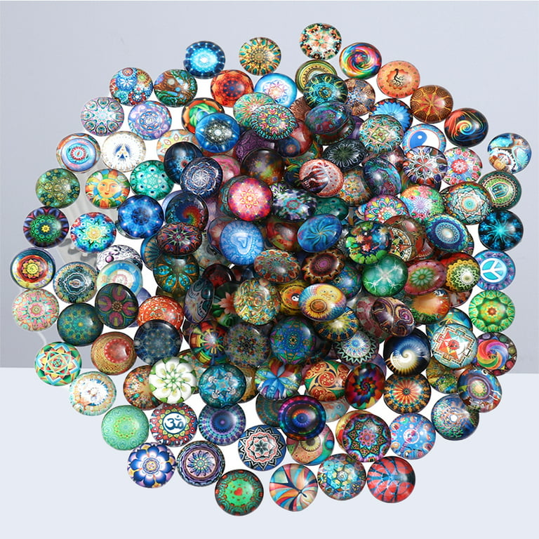 200pcs 14mm Mixed Round Mosaic Tiles for Crafts Glass Mosaic for Jewelry Making