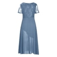 thumbnail image 6 of Telankuip Elegant Lace Mother of the Bride Dresses for Wedding V-Neck Short Sleeves Tea Length Chiffon Formal Evening Dress for Women Irregular Hem Flowy Midi Dresses Sky Blue M, 6 of 6