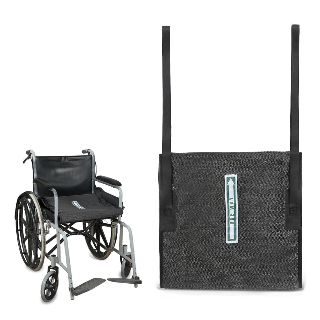 Ehucon One Way Transfer Support Cushion with Handles Black Polyester Wheelchair Pad Repositioning Aid for Seniors 17x17 inch