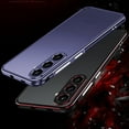 thumbnail image 3 of for Samsung Galaxy S24 Bumper Case with Camera Lens Circle Protection, Slim Fit No Back Backless Metal Bumper Shockproof Heat Dissipation Rugged Anti-Drop for Samsung Galaxy S24, Darkpurple+Silver, 3 of 8