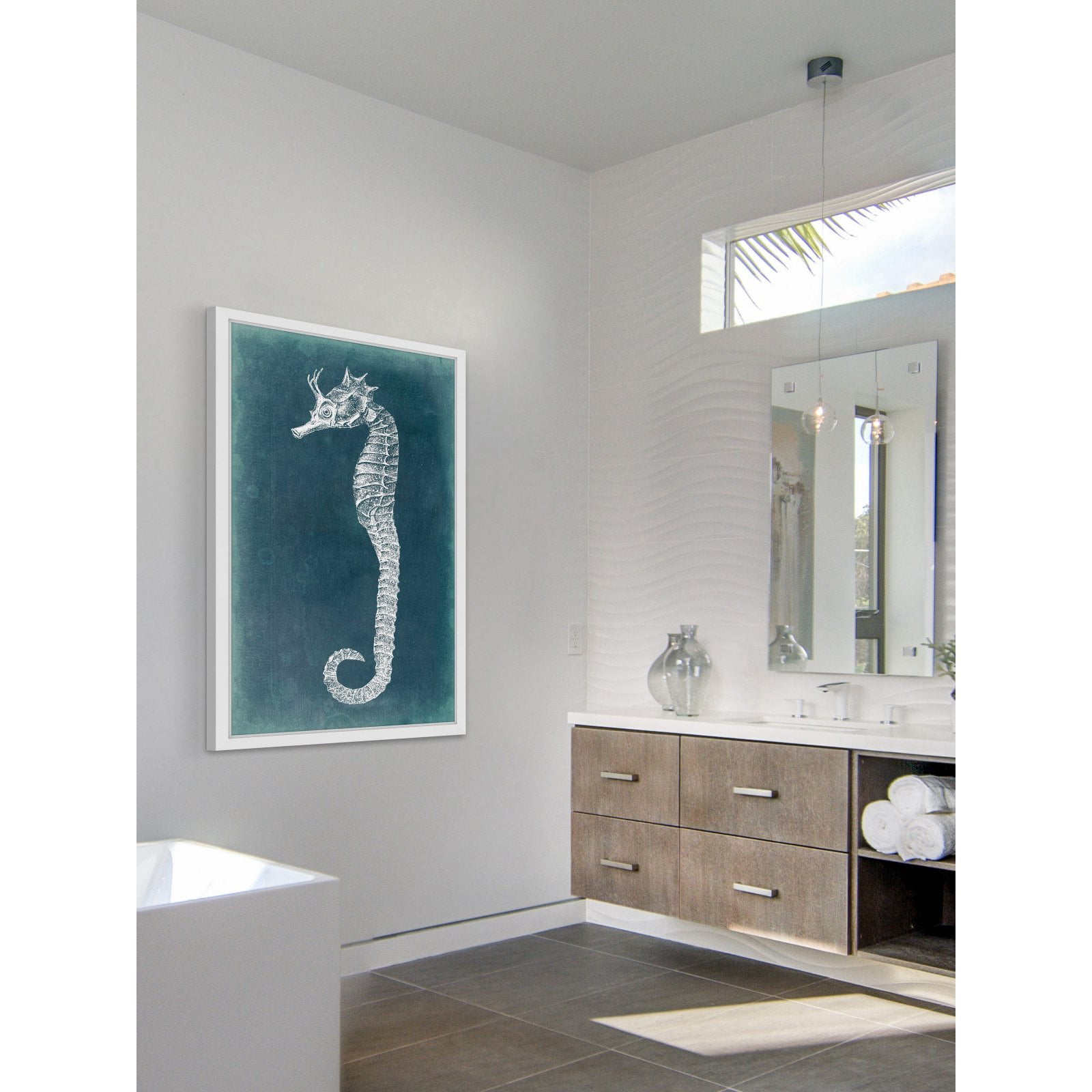 "Azure Seahorse I" Framed Painting Print