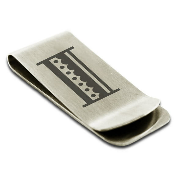 Stainless Steel Letter I Initial Metro Retro Monogram Engraved Engraved Money Clip Credit Card Holder