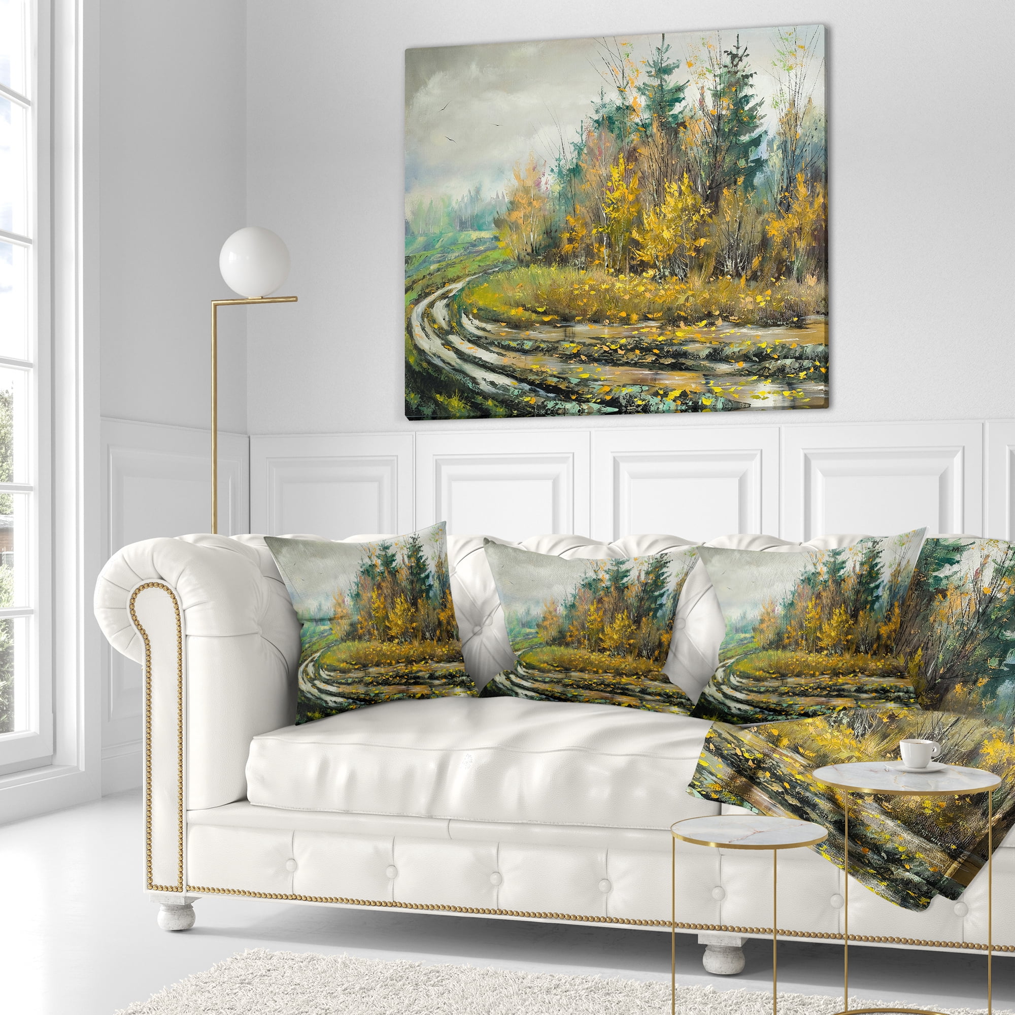 Designart River on a Decline - Landscape Printed Throw Pillow - 18x18