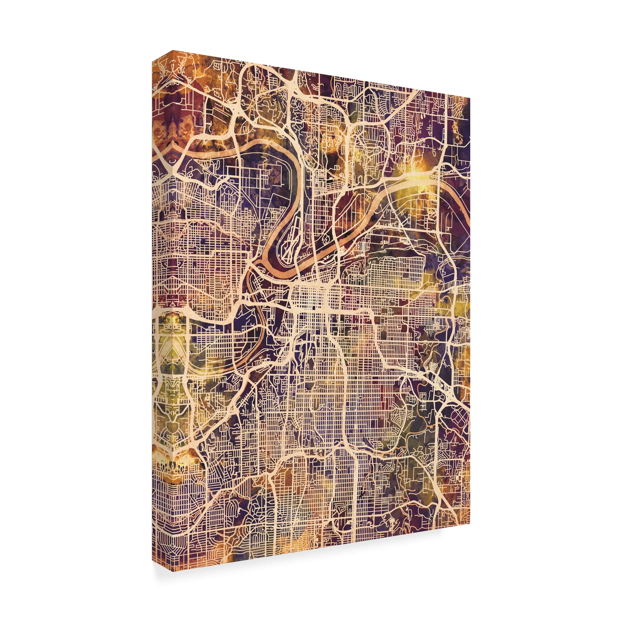 Trademark Fine Art 'Kansas City Missouri City Map II' Canvas Art by Michael Tompsett