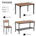 thumbnail image 2 of Gymax 4pcs Dining Table Set Rustic Desk 2 Chairs & Bench w/ Storage Rack Brown, 2 of 9
