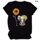 thumbnail image 1 of Camiseta de mujer Blusa con cuello redondo y manga corta con estampado de girasol, Negro, XXL tholdsy AP001988-05, 1 of 5