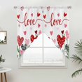 thumbnail image 5 of White Love Kitchen Window Curtains, Swag Curtains Valance for Bedroom Living Room Bathroom, Hppy Valentine's Day Geometric Leaves Rod Pocket Window Treatment Curtain Block Drapes 2 Panels 36"x45", 5 of 9