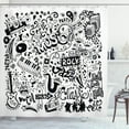 thumbnail image 1 of Ambesonne Hipster Shower Curtain, Rock Jazz Blues Dancing, 69"Wx84"L, White and Black, 1 of 3