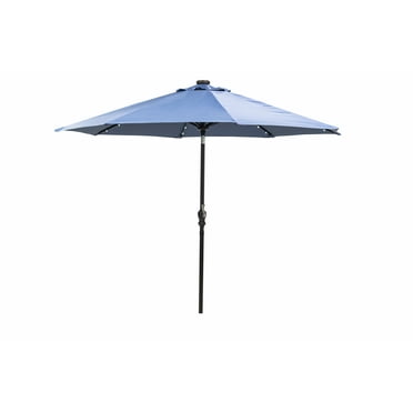 Donglin 93.5" Blue Octagon Market and Lighted Patio Umbrella with Solar Lights