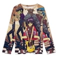 thumbnail image 3 of Gorillaz Womens Pajama Set Loungewear Cozy Soft House Wear Sets Long Sleeve Round Neck T Shirt Top Bottom Pants Sleepwear, 3 of 9