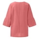 thumbnail image 4 of Blusa de lino y algodón con cuello redondo y manga tres cuartos informal para mujer con estampado de bandera Pompotops FGAJ3155, 4 of 6